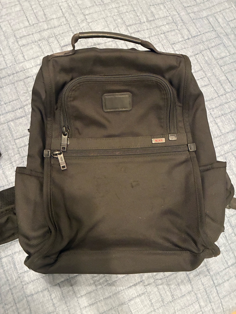 Tumi Black Nylon Backpack with Front Zip Pocket